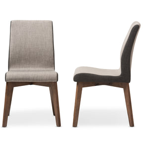 Baxton Studio Kimberly Mid-Century Modern Beige and Brown Fabric Dining Chair (Set of 2) Baxton Studio-dining chair-Minimal And Modern - 4
