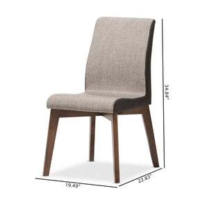 Baxton Studio Kimberly Mid-Century Modern Beige and Brown Fabric Dining Chair (Set of 2) Baxton Studio-dining chair-Minimal And Modern - 8