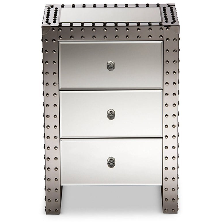 Baxton Studio Azura Modern and Contemporary Hollywood Regency Glamour Style Nightstand Bedside Table Baxton Studio-nightstands-Minimal And Modern - 1