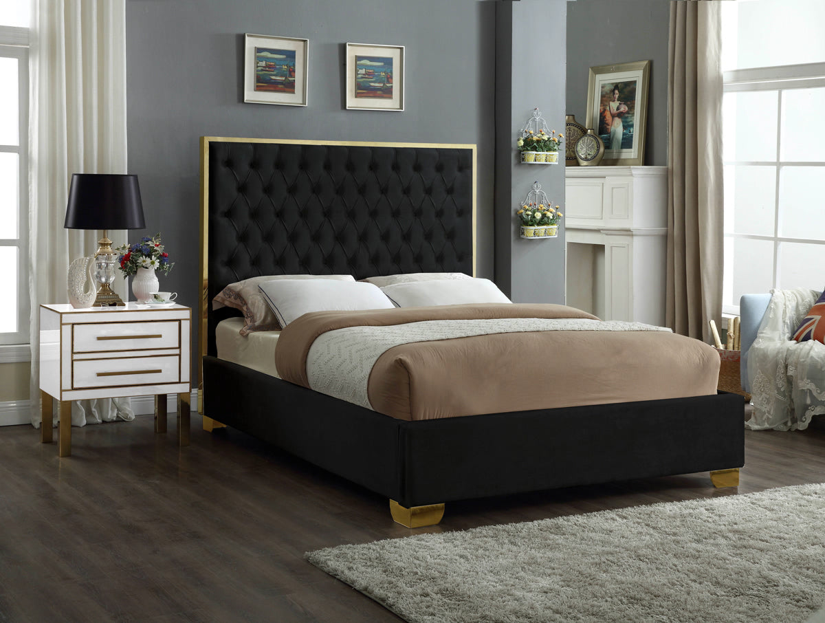 Meridian Furniture Lana Black Velvet Full Bed