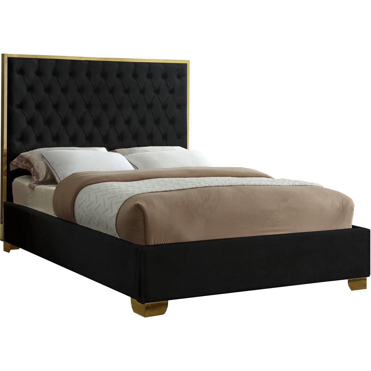 Meridian Furniture Lana Black Velvet Queen BedMeridian Furniture - Queen Bed - Minimal And Modern - 1