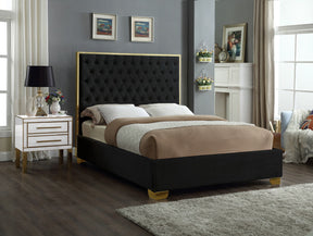 Meridian Furniture Lana Black Velvet Queen Bed