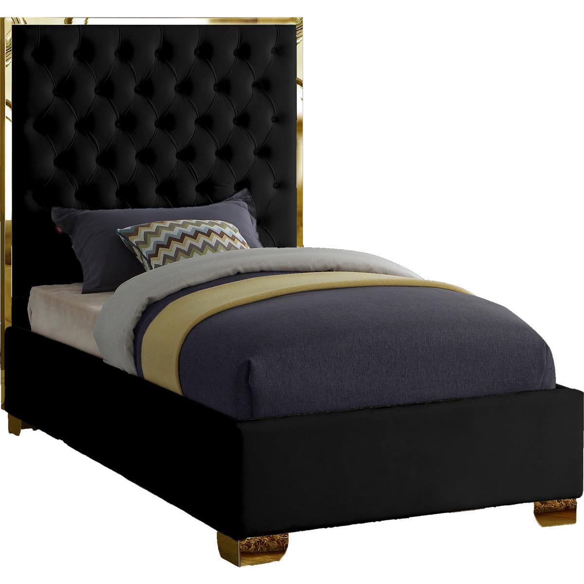 Meridian Furniture Lana Black Velvet Twin BedMeridian Furniture - Twin Bed - Minimal And Modern - 1