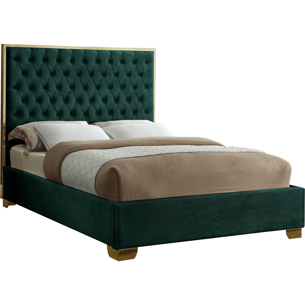 Meridian Furniture Lana Green Velvet Full BedMeridian Furniture - Full Bed - Minimal And Modern - 1