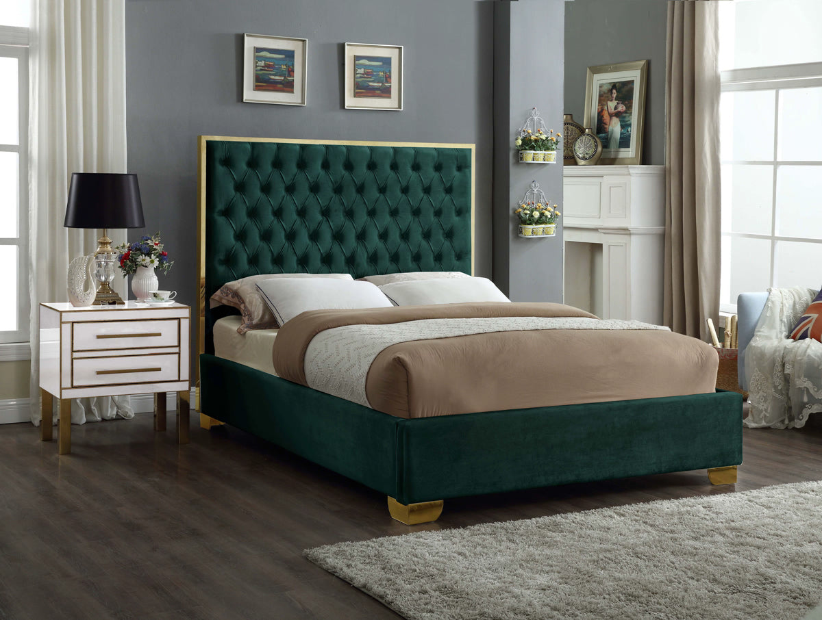 Meridian Furniture Lana Green Velvet King Bed