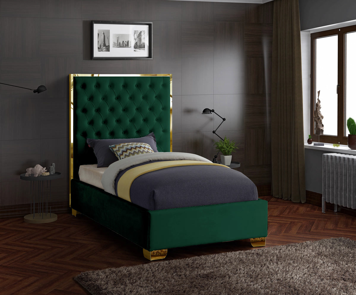 Meridian Furniture Lana Green Velvet Twin Bed