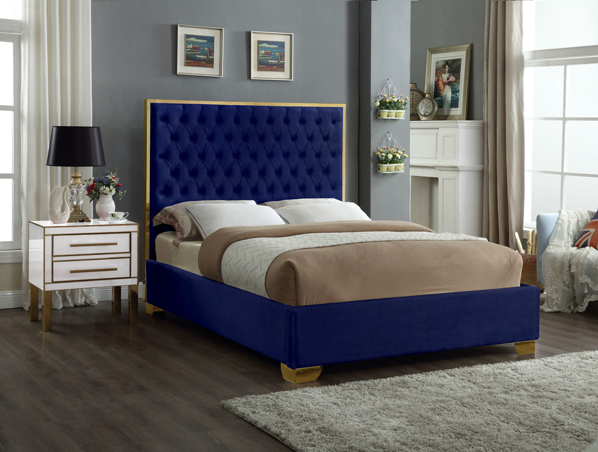 Meridian Furniture Lana Navy Velvet King Bed
