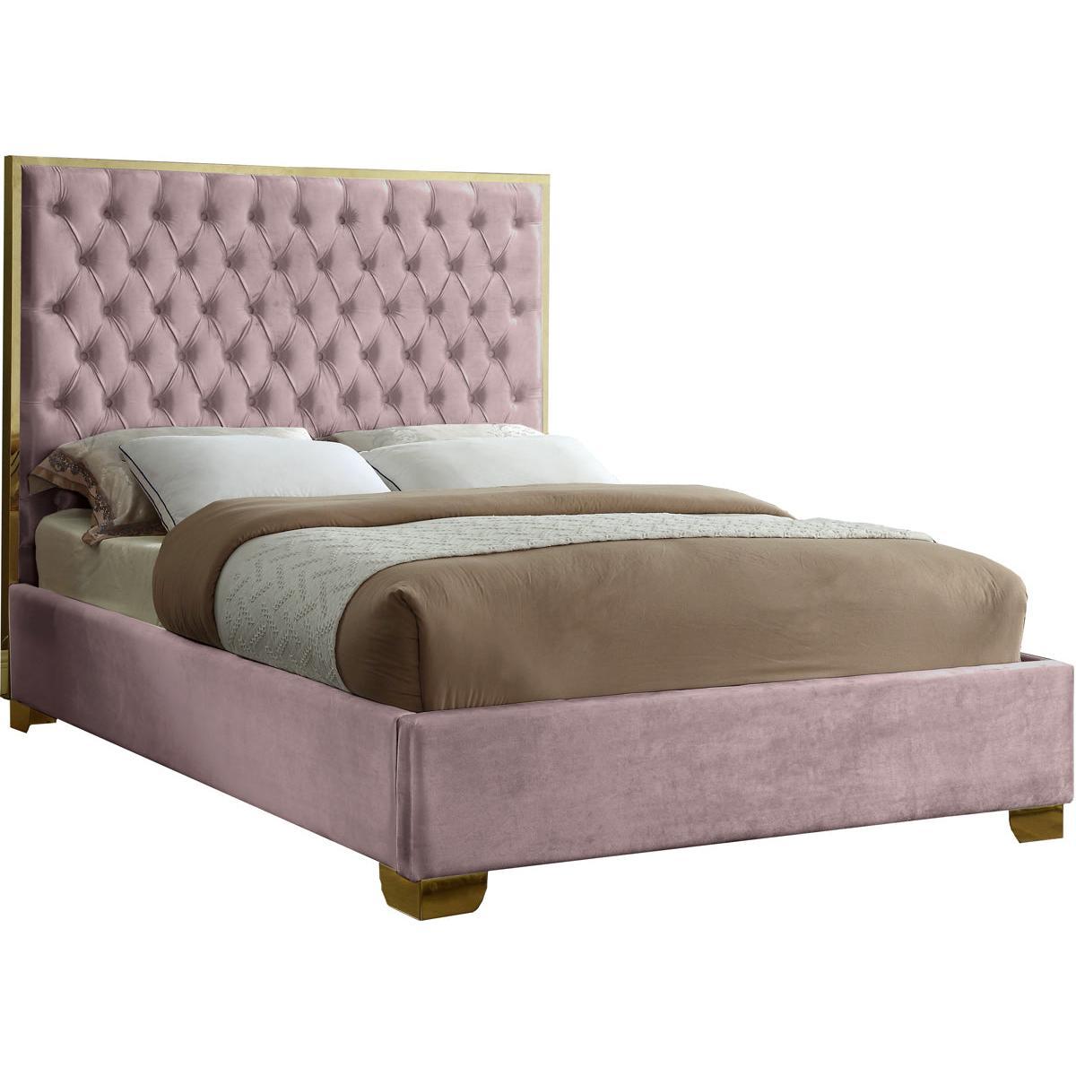 Meridian Furniture Lana Pink Velvet Queen BedMeridian Furniture - Queen Bed - Minimal And Modern - 1
