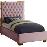 Meridian Furniture Lana Pink Velvet Twin BedMeridian Furniture - Twin Bed - Minimal And Modern - 1
