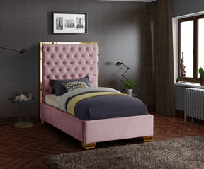 Meridian Furniture Lana Pink Velvet Twin Bed