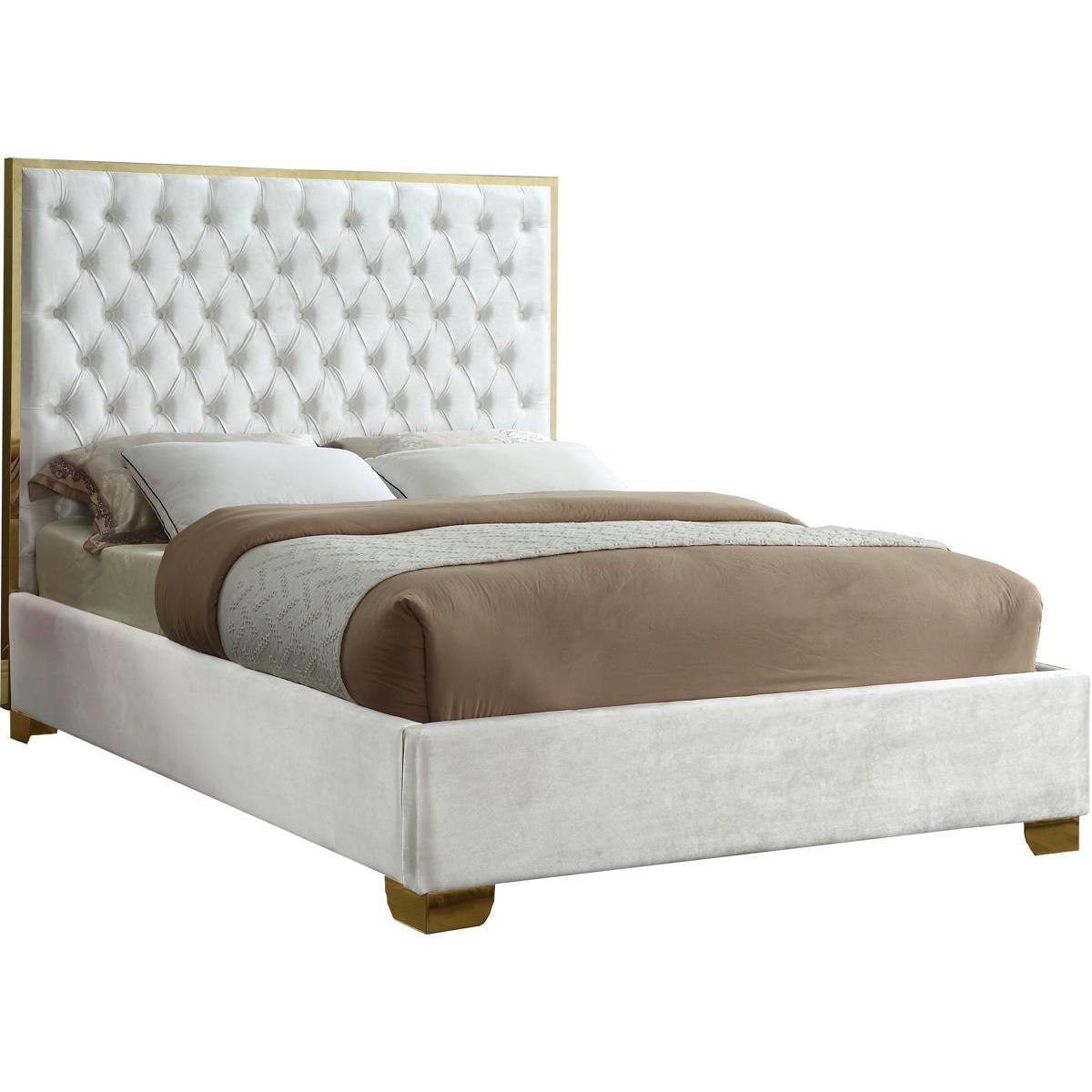 Meridian Furniture Lana White Velvet Full BedMeridian Furniture - Full Bed - Minimal And Modern - 1