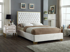 Meridian Furniture Lana White Velvet Queen Bed