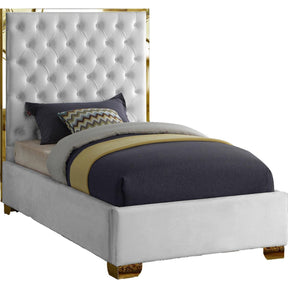 Meridian Furniture Lana White Velvet Twin BedMeridian Furniture - Twin Bed - Minimal And Modern - 1