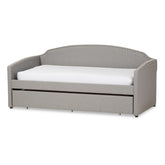 Baxton Studio Lanny Modern and Contemporary Grey Fabric Nail Heads Trimmed Arched Back Sofa Twin Daybed with Roll-Out Trundle Guest Bed Baxton Studio-daybed-Minimal And Modern - 1