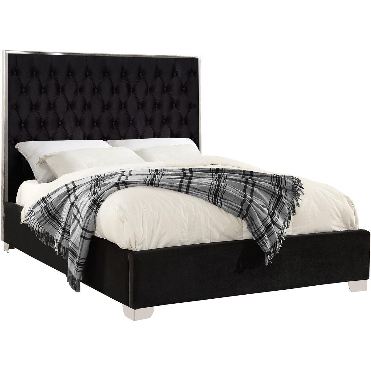 Meridian Furniture Lexi Black Velvet Full BedMeridian Furniture - Full Bed - Minimal And Modern - 1