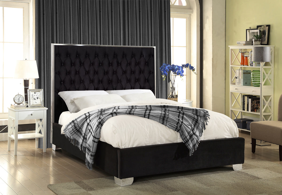 Meridian Furniture Lexi Black Velvet Full Bed