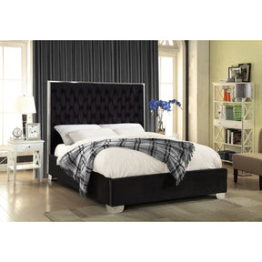 Meridian Furniture Lexi Black Velvet King Bed-Minimal & Modern