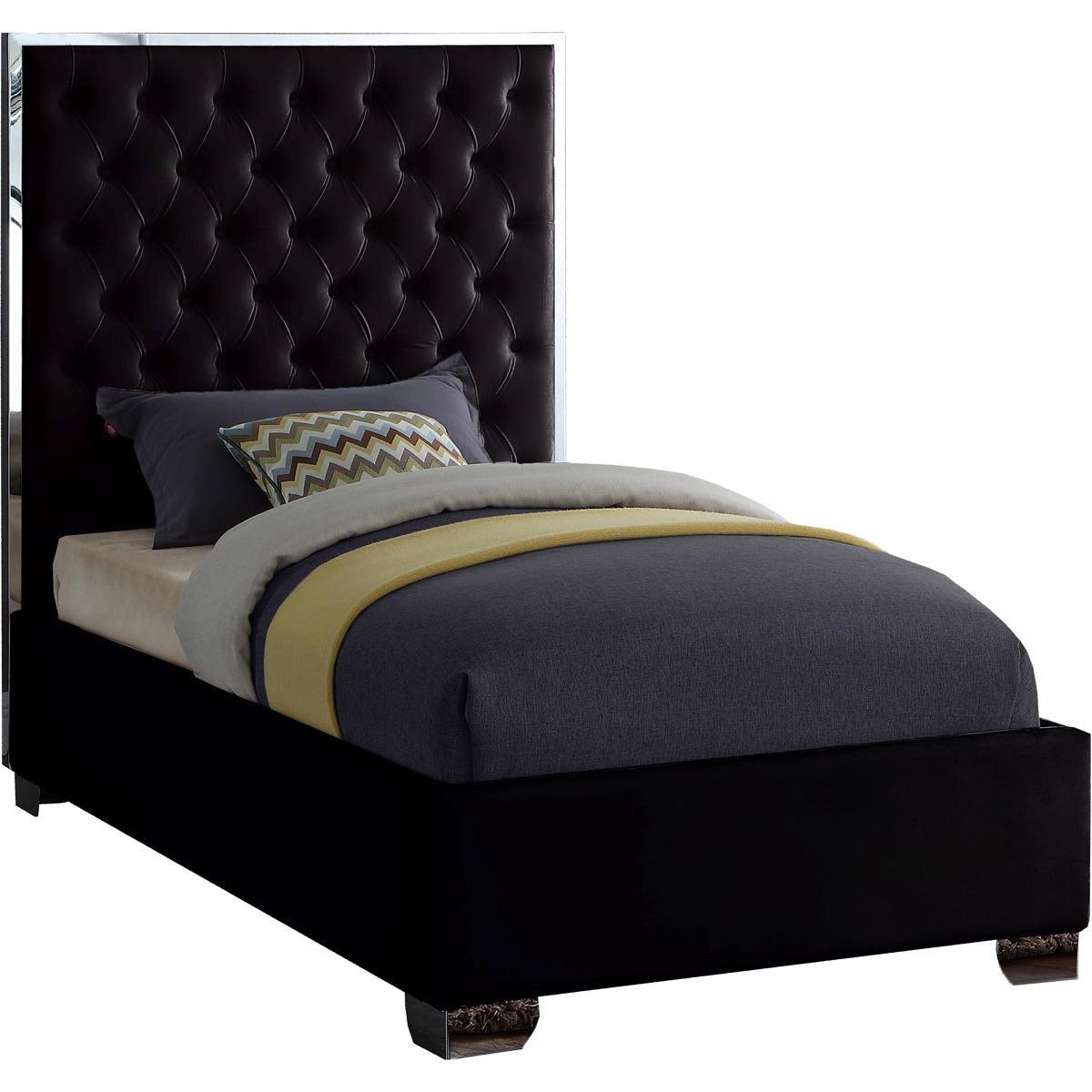Meridian Furniture Lexi Black Velvet Twin BedMeridian Furniture - Twin Bed - Minimal And Modern - 1