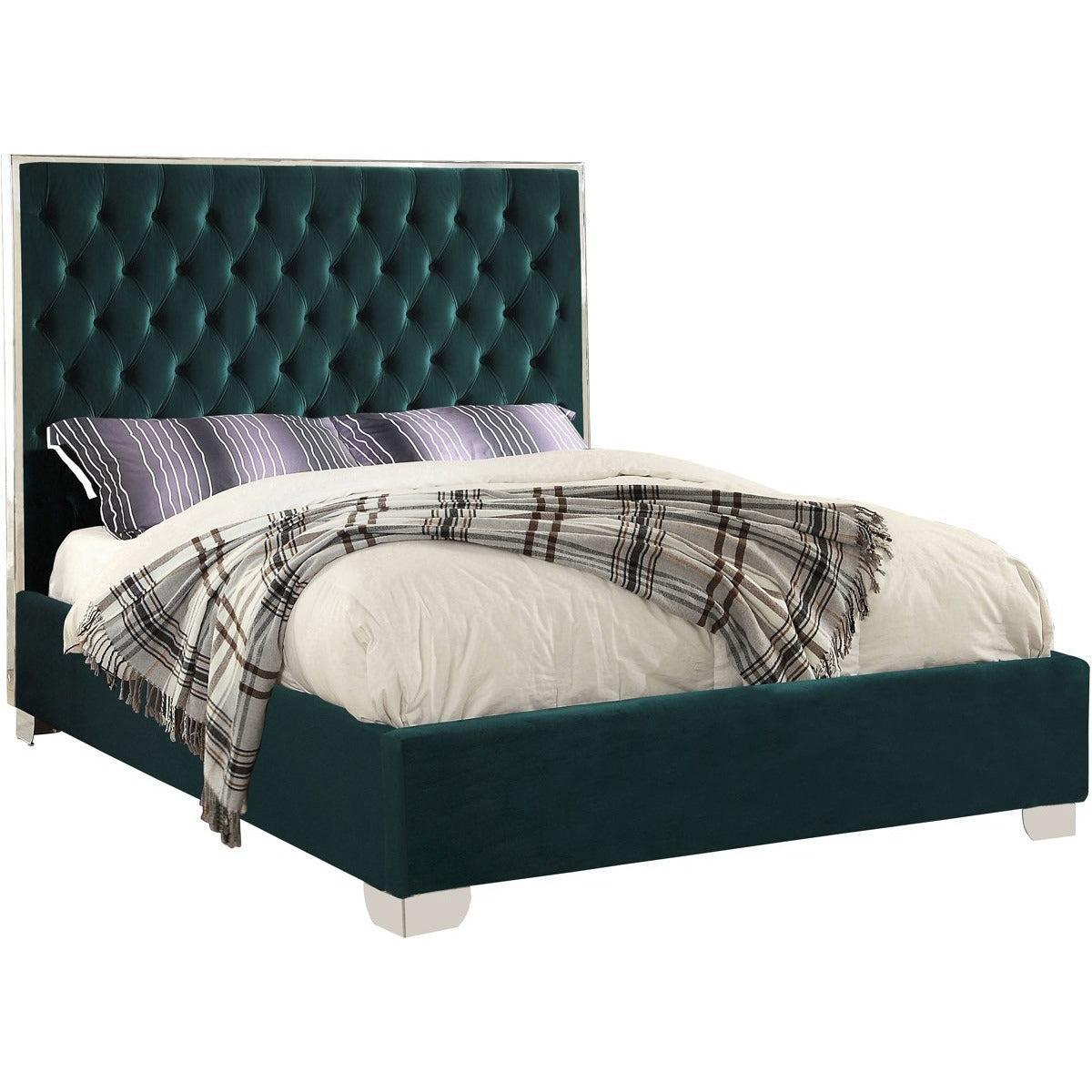 Meridian Furniture Lexi Green Velvet King BedMeridian Furniture - King Bed - Minimal And Modern - 1