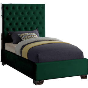 Meridian Furniture Lexi Green Velvet Twin BedMeridian Furniture - Twin Bed - Minimal And Modern - 1