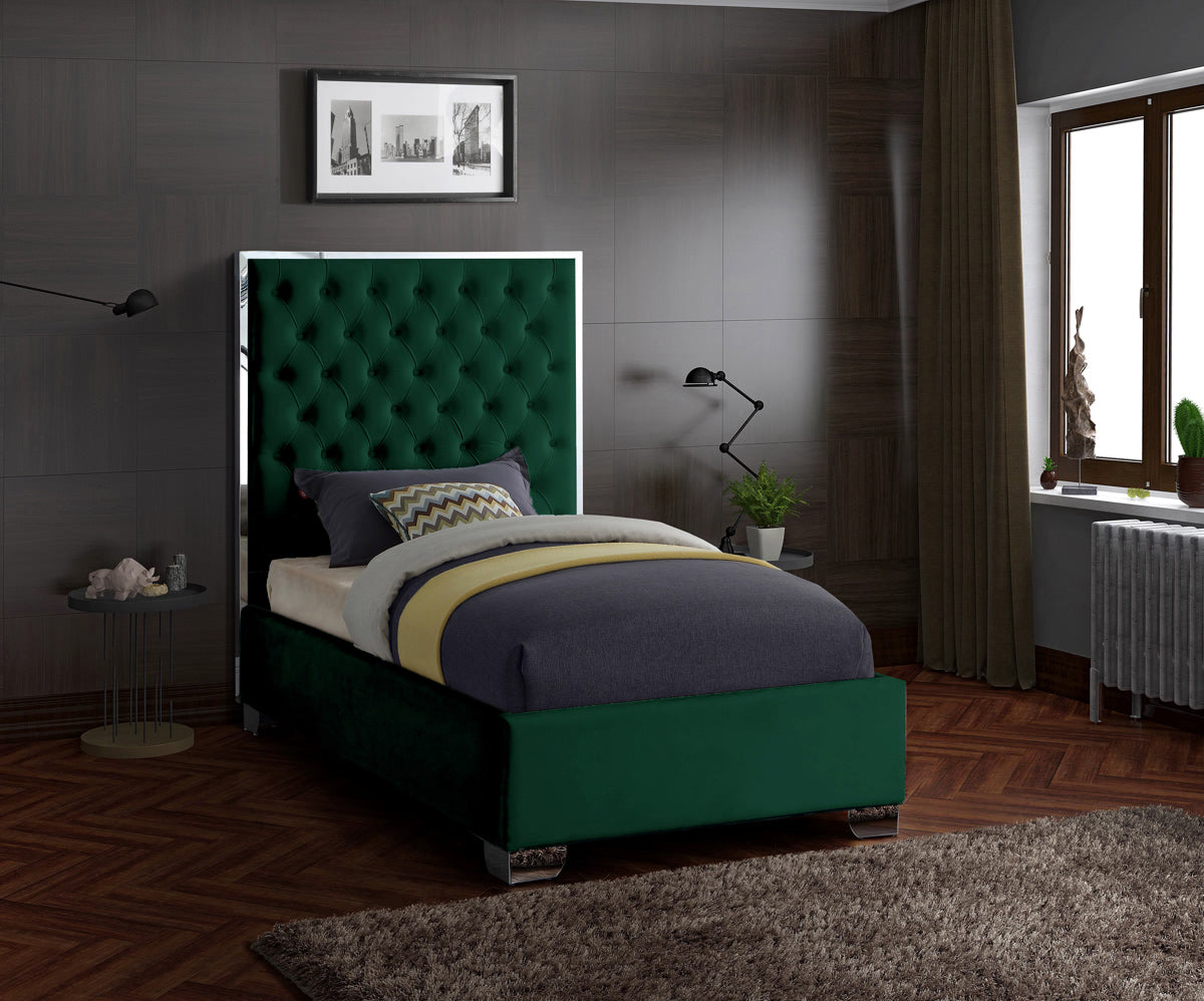 Meridian Furniture Lexi Green Velvet Twin Bed