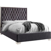 Meridian Furniture Lexi Grey Velvet Queen BedMeridian Furniture - Queen Bed - Minimal And Modern - 1