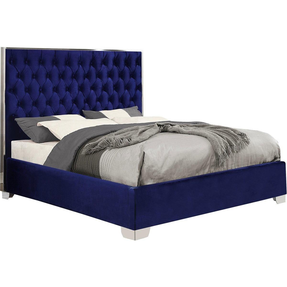 Meridian Furniture Lexi Navy Velvet King BedMeridian Furniture - King Bed - Minimal And Modern - 1