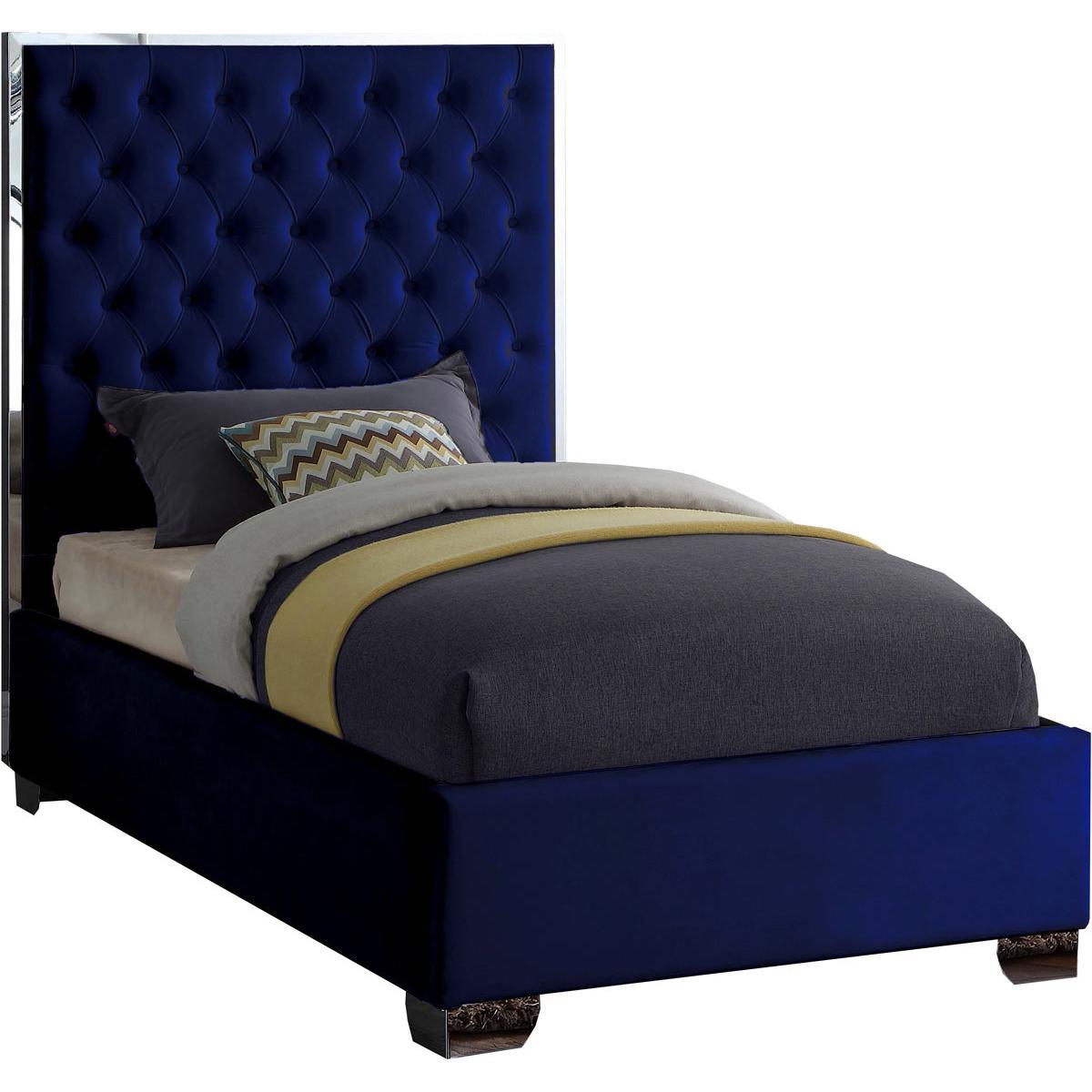 Meridian Furniture Lexi Navy Velvet Twin BedMeridian Furniture - Twin Bed - Minimal And Modern - 1