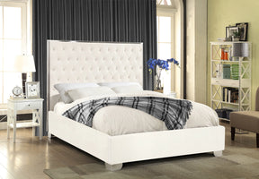 Meridian Furniture Lexi White Velvet Full Bed