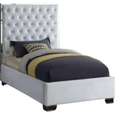 Meridian Furniture Lexi White Velvet Twin BedMeridian Furniture - Twin Bed - Minimal And Modern - 1