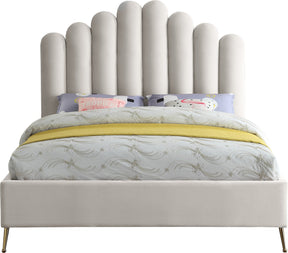 Meridian Furniture Lily Cream Velvet King Bed