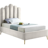 Meridian Furniture Lily Cream Velvet Twin BedMeridian Furniture - Twin Bed - Minimal And Modern - 1