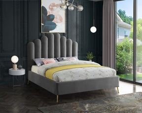 Meridian Furniture Lily Grey Velvet King Bed