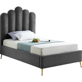 Meridian Furniture Lily Grey Velvet Twin BedMeridian Furniture - Twin Bed - Minimal And Modern - 1