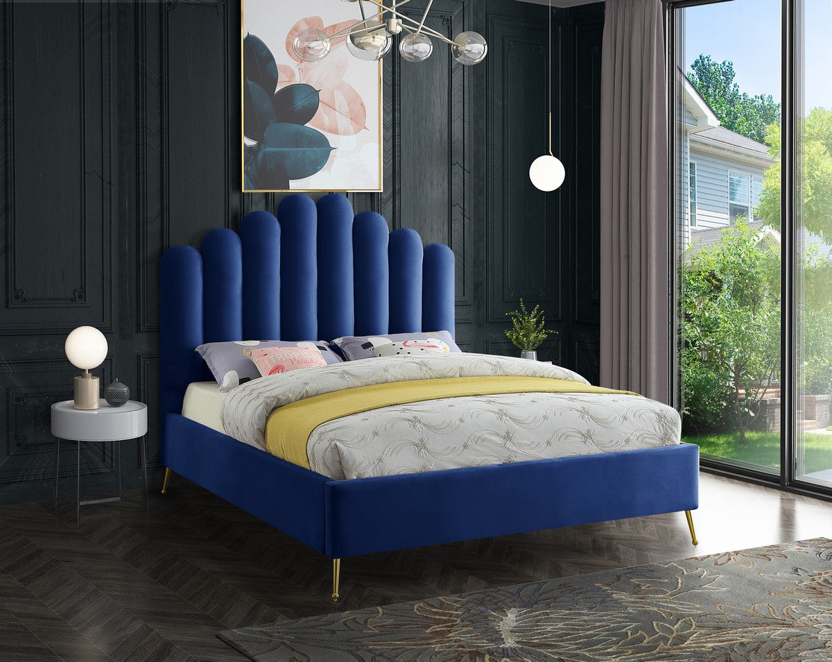 Meridian Furniture Lily Navy Velvet Full Bed