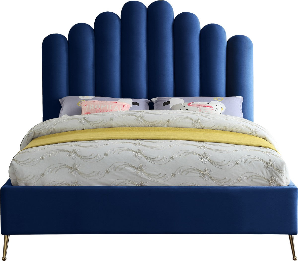 Meridian Furniture Lily Navy Velvet Queen Bed
