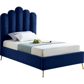 Meridian Furniture Lily Navy Velvet Twin BedMeridian Furniture - Twin Bed - Minimal And Modern - 1