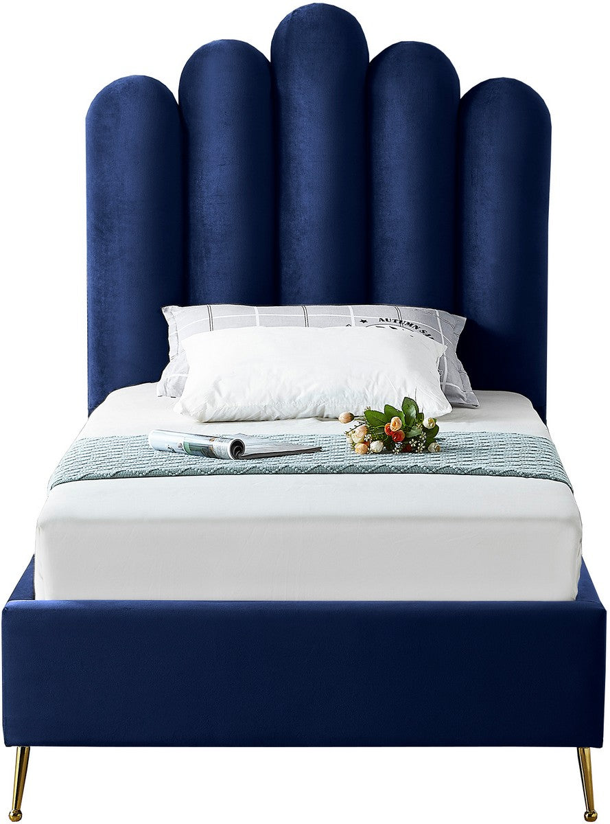 Meridian Furniture Lily Navy Velvet Twin Bed