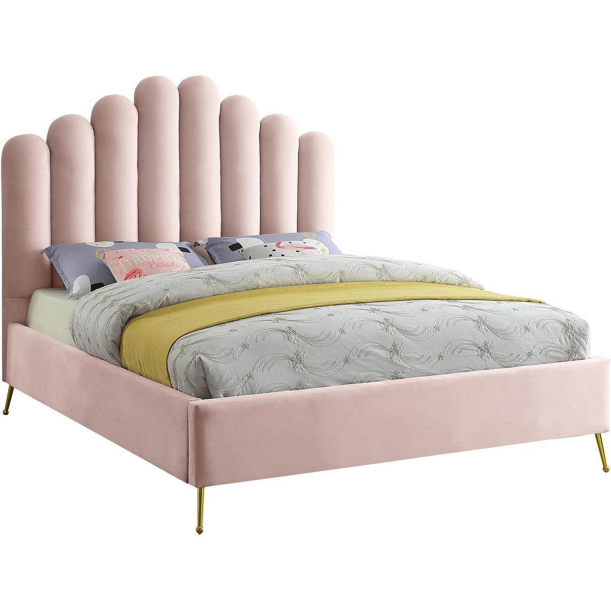 Meridian Furniture Lily Pink Velvet Full BedMeridian Furniture - Full Bed - Minimal And Modern - 1