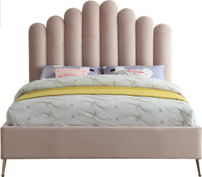 Meridian Furniture Lily Pink Velvet King Bed