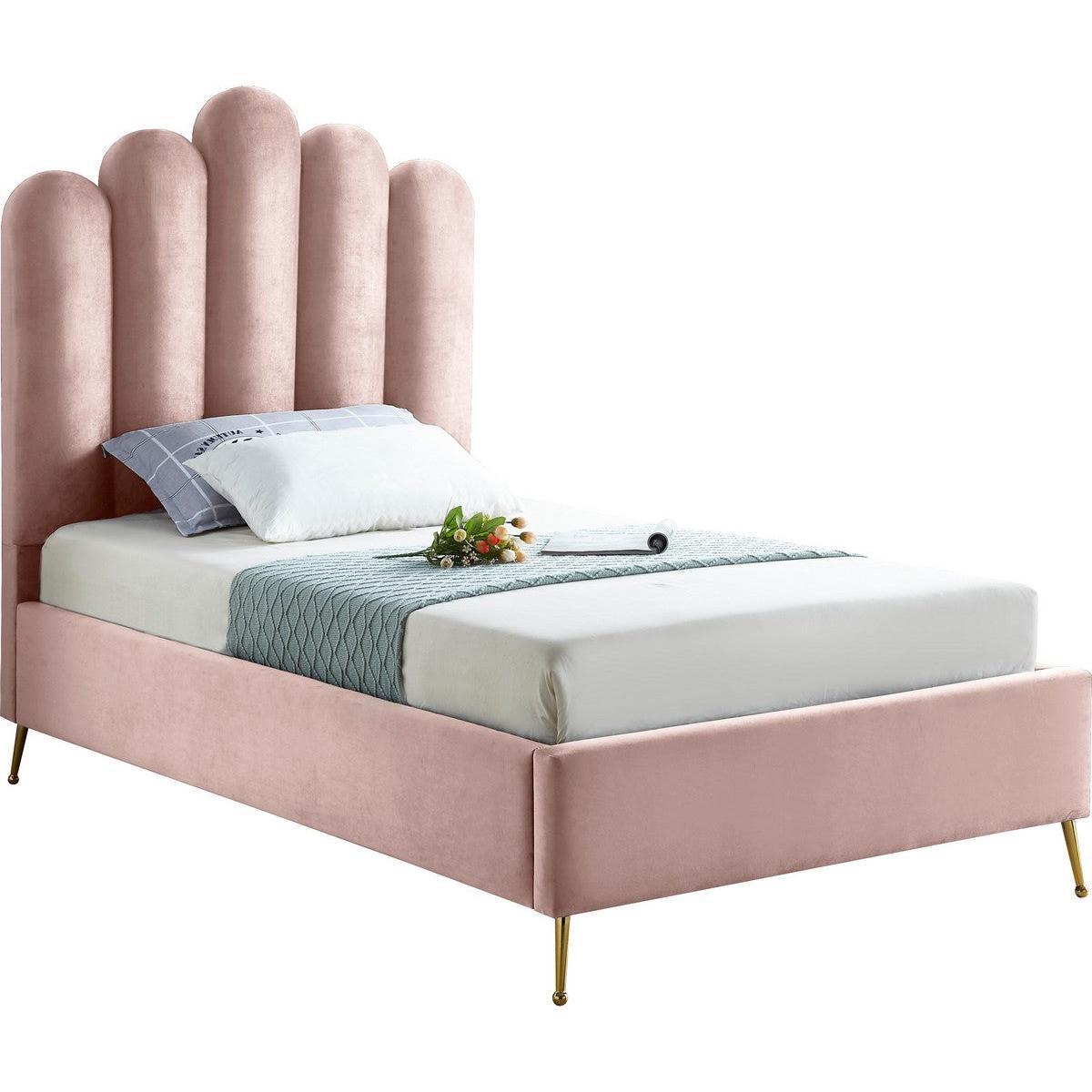 Meridian Furniture Lily Pink Velvet Twin BedMeridian Furniture - Twin Bed - Minimal And Modern - 1