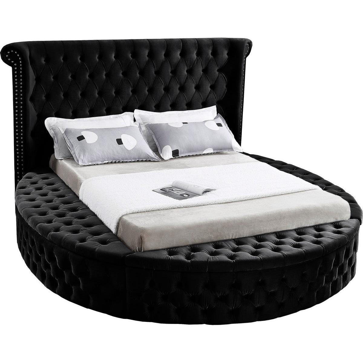 Meridian Furniture Luxus Black Velvet Queen Bed (3 Boxes)Meridian Furniture - Queen Bed (3 Boxes) - Minimal And Modern - 1