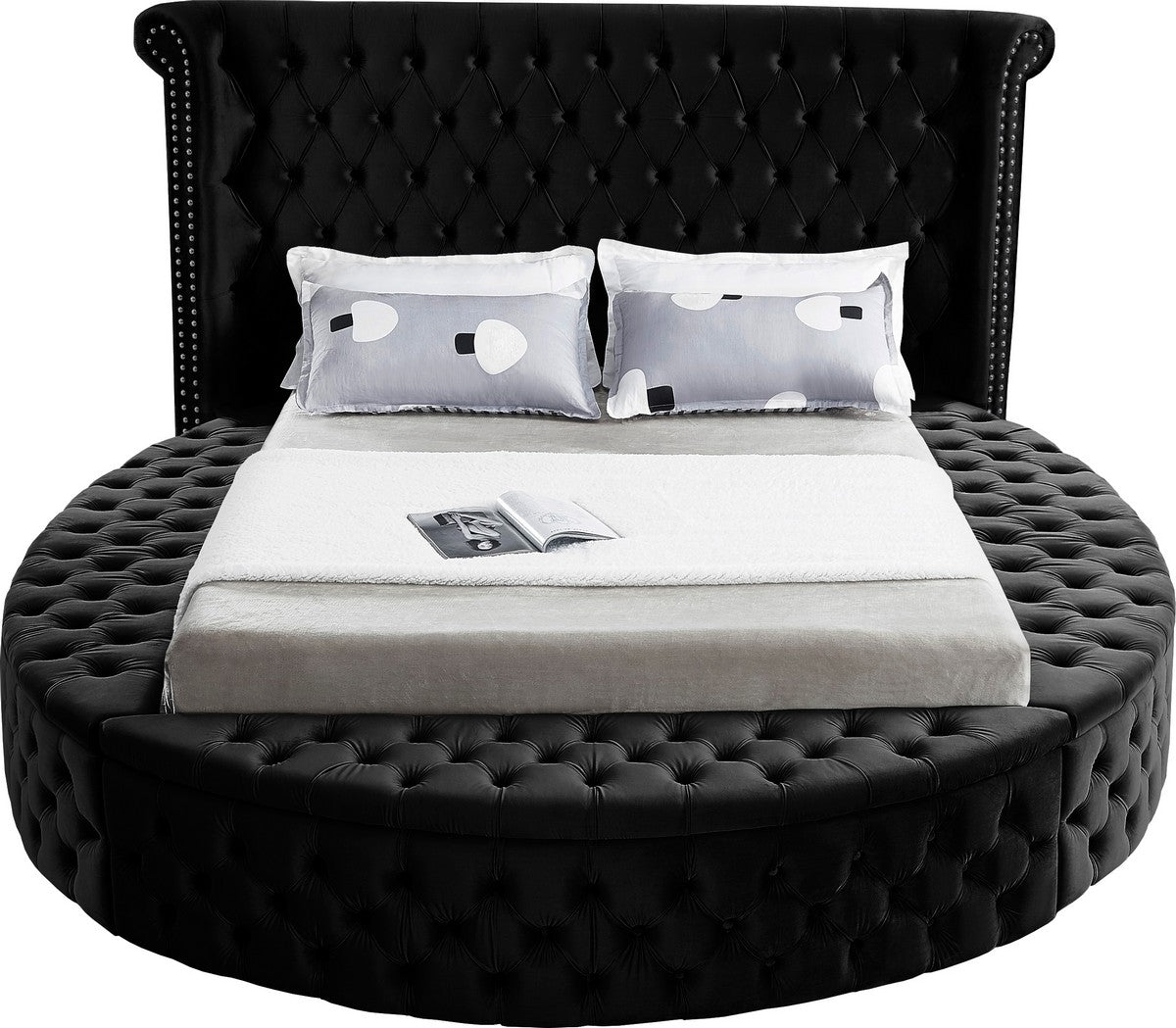 Meridian Furniture Luxus Black Velvet Queen Bed (3 Boxes)