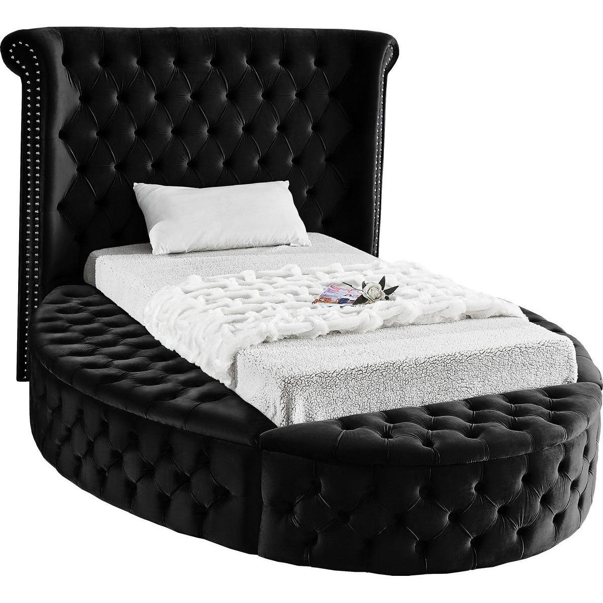 Meridian Furniture Luxus Black Velvet Twin Bed (3 Boxes)Meridian Furniture - Twin Bed (3 Boxes) - Minimal And Modern - 1