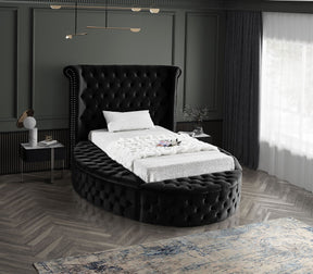 Meridian Furniture Luxus Black Velvet Twin Bed (3 Boxes)