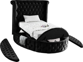 Meridian Furniture Luxus Black Velvet Twin Bed (3 Boxes)
