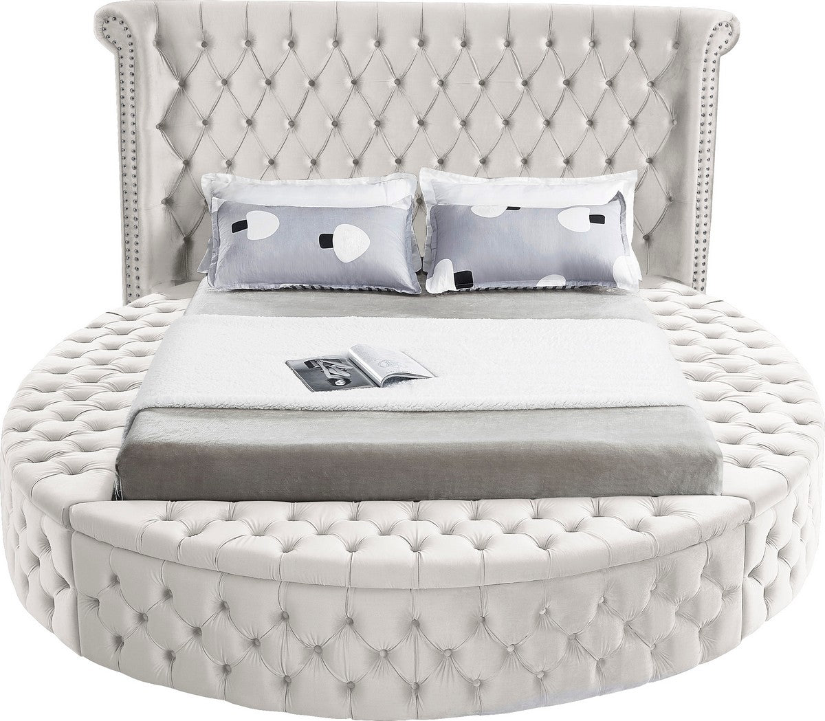 Meridian Furniture Luxus Cream Velvet King Bed (3 Boxes)