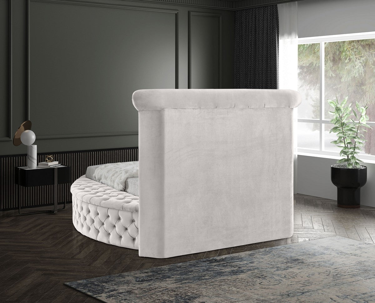 Meridian Furniture Luxus Cream Velvet Twin Bed (3 Boxes)