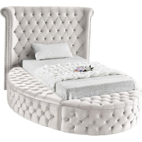 Meridian Furniture Luxus Cream Velvet Twin Bed (3 Boxes)Meridian Furniture - Twin Bed (3 Boxes) - Minimal And Modern - 1