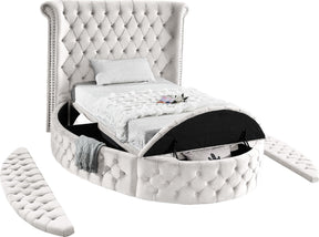 Meridian Furniture Luxus Cream Velvet Twin Bed (3 Boxes)